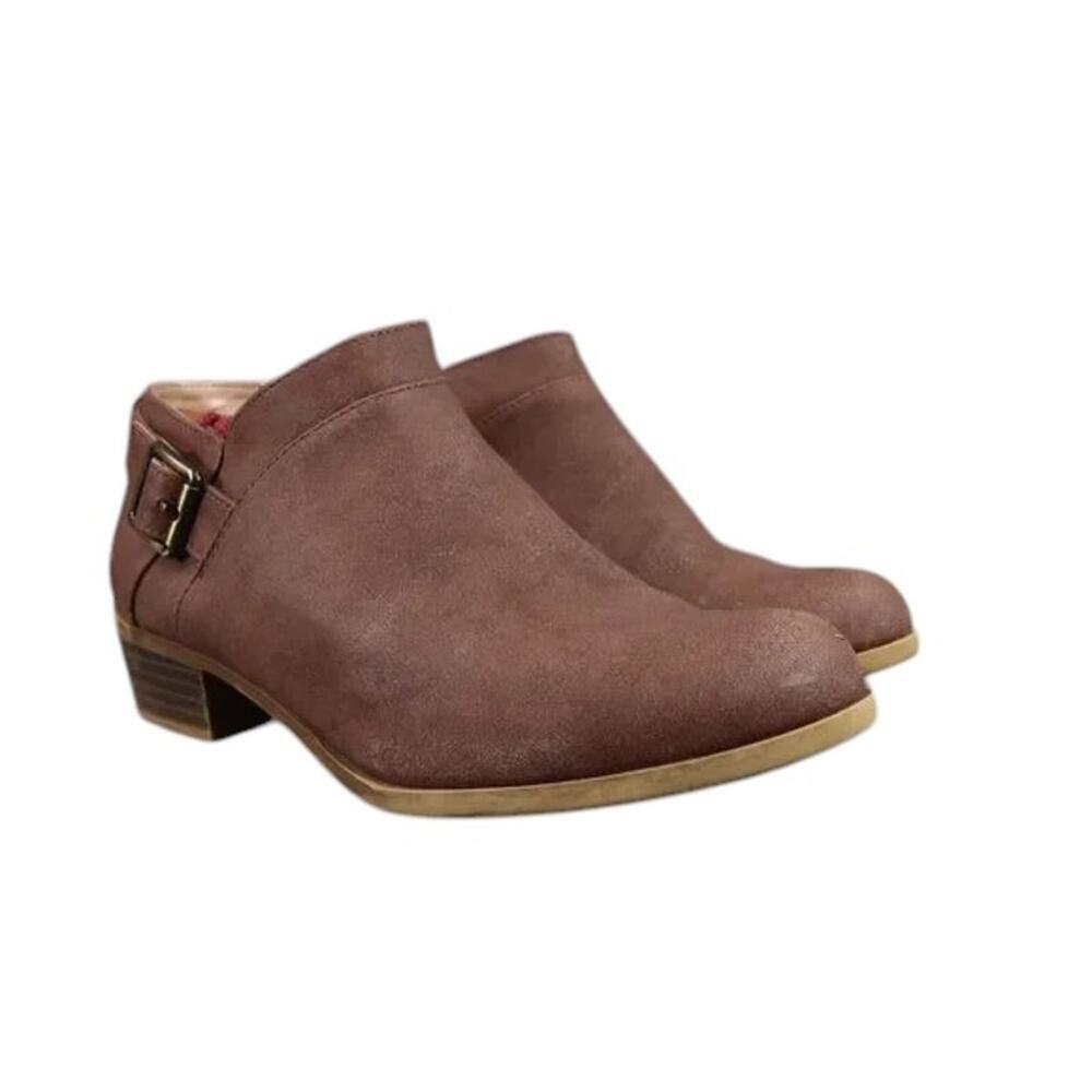 LifeStride Shoes Womens 7 Booties Fashion Low Brown Block Heel Alexi Casual Zip